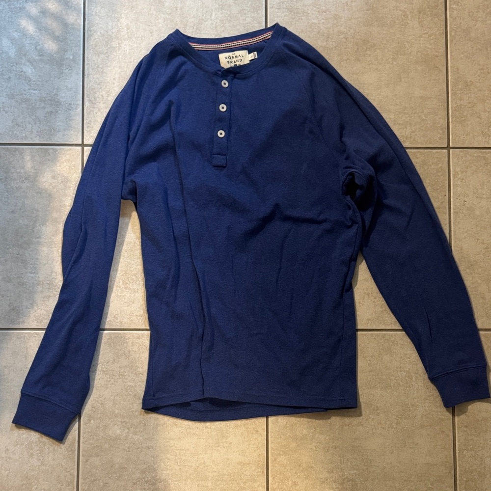 The Normal Brand Blue Henley Thermal Shirt size large